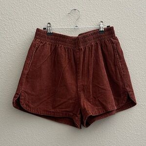 BURNT ORANGE/RED CORDUROY SHORTS